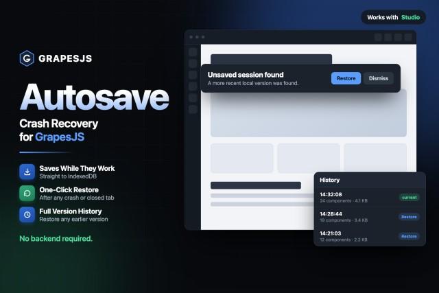 Autosave & Restore — Crash Recovery for GrapesJS