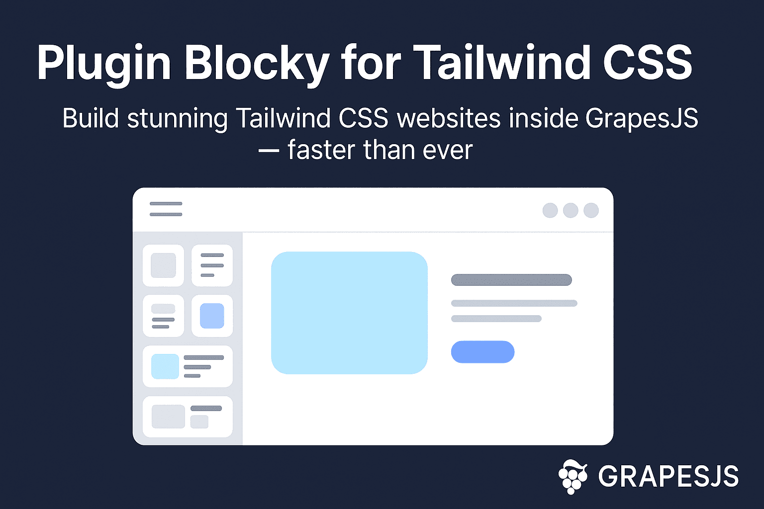 Plugin Blocky — 40+ bloques CSS Tailwind listos para GrapesJS