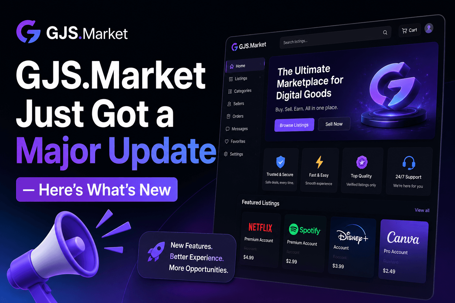 GJS. Market acaba de recibir una gran actualización — esto es lo nuevo