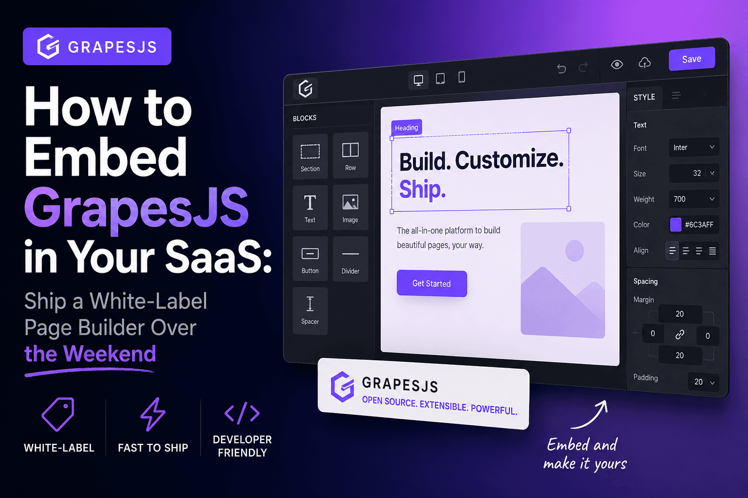 Integra GrapesJS en tu SaaS: Guía de fin de semana