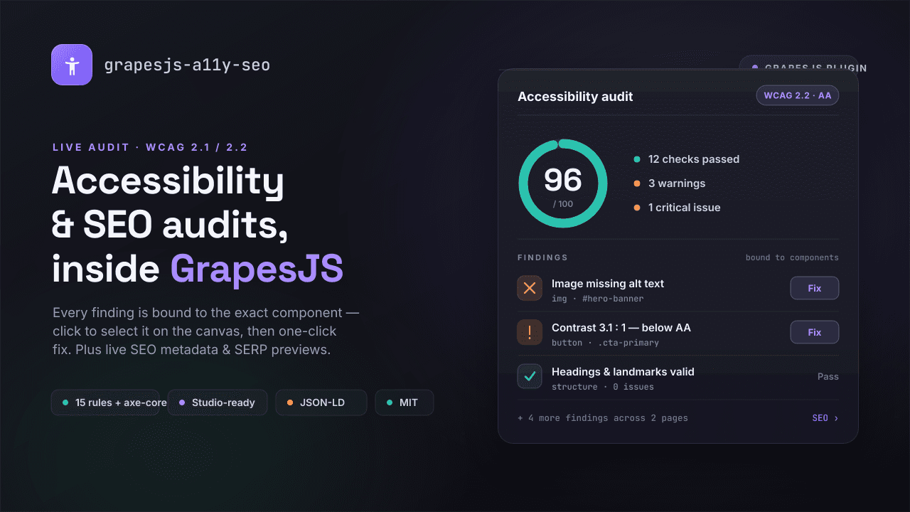 Lighthouse for GrapesJS: Audit Accessibility and SEO Without Leaving the Editor