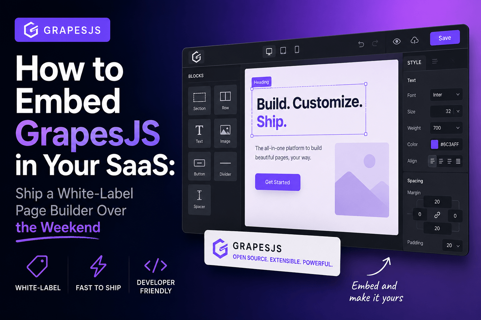Integra GrapesJS en tu SaaS: Guía de fin de semana